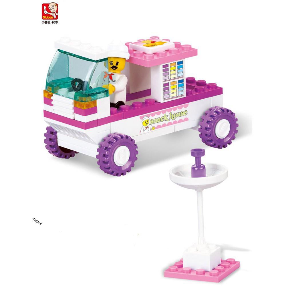 [Lego giá rẻ ]  Xếp hình lego con gái ⚡ Ảnh thật ⚡ Bộ Đồ Chơi Lắp Ráp Lego xe làm bánh snack gồm 102pcs Sluban 0155