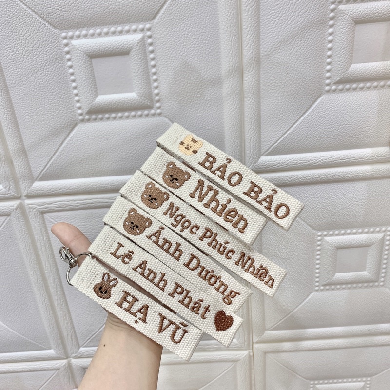 Name tag gấu thỏ thêu tên cho bé 🐻