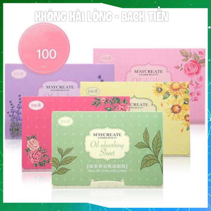Gói 100 Tờ Giấy Thấm Dầu Maycreate Siêu Thơm Phù Hợp Với Mọi Loại Da Chuẩn Hàng Nội Địa KING DC