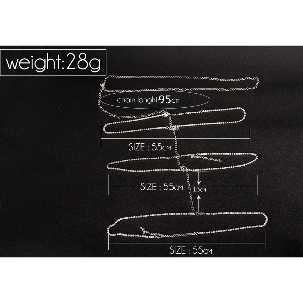 Dây xích đeo đùi nhiều vòng đính kim cương giả phong cách quyến rũ cho phụ nữ