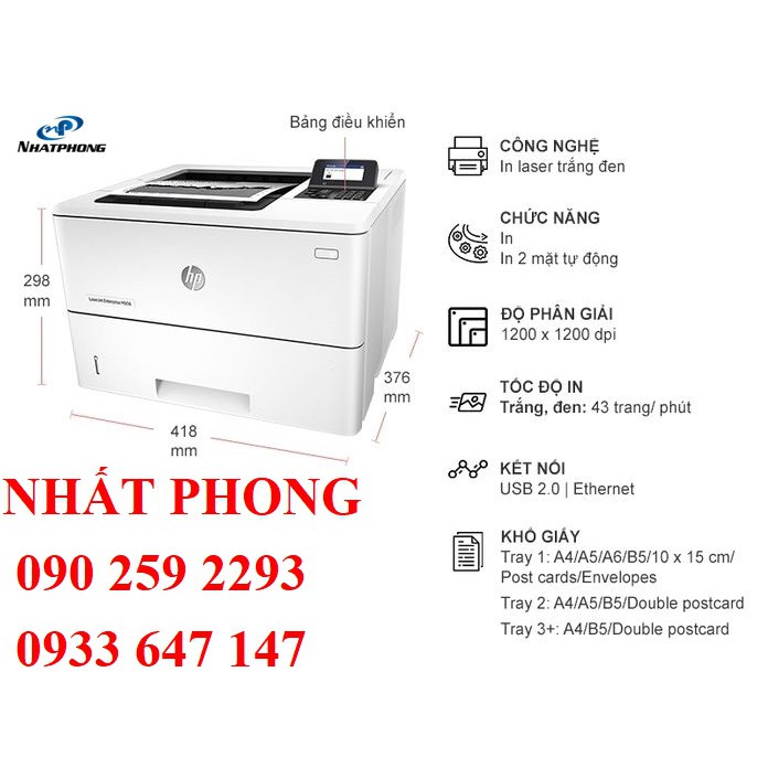 Máy in HP M506DN - in 2 mặt, in mạng