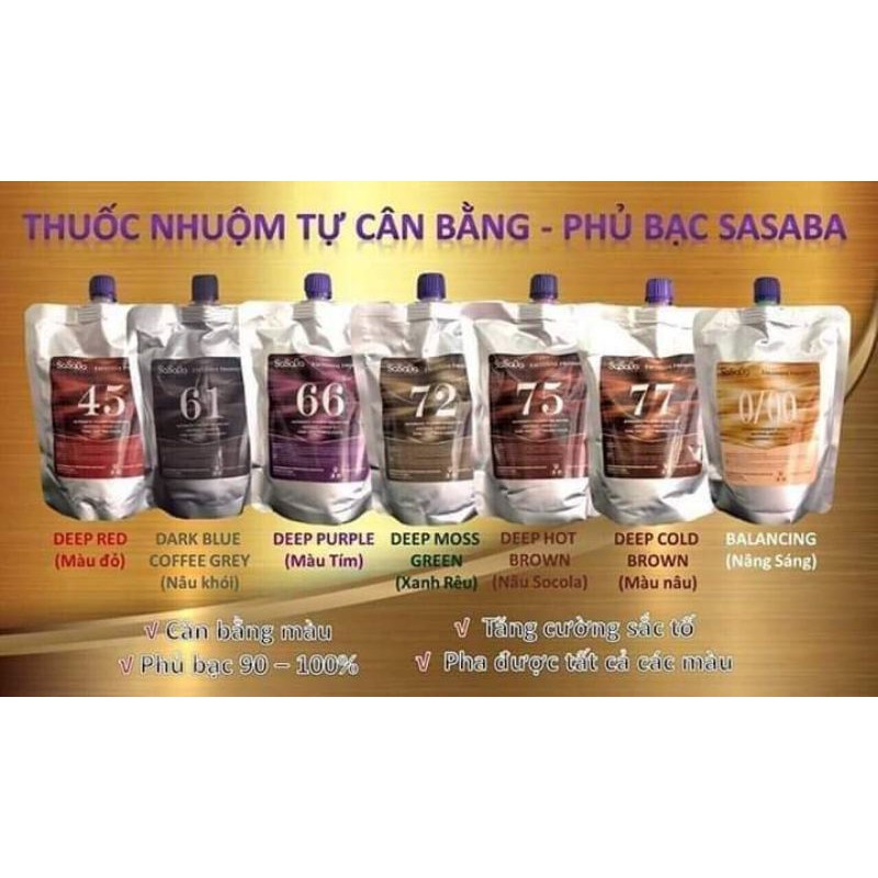 thuốc nhuộm tự cân bằng phủ bạc sasaba 450ml (màu nâu socola 75)