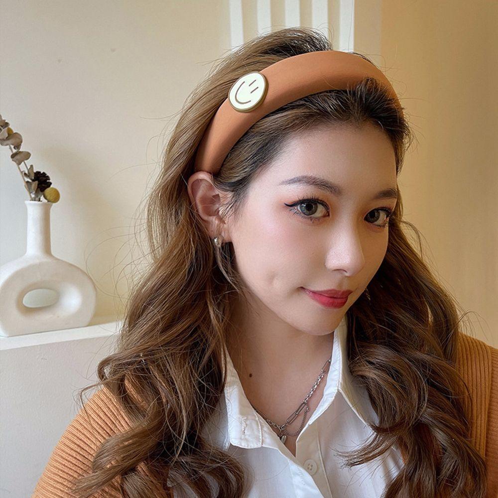 Băng Đô Cài Tóc Hình Mặt Cười Bằng Nhựa Resin Màu Ngà Phong Cách Retro Ngọt Ngào Cho Nữ