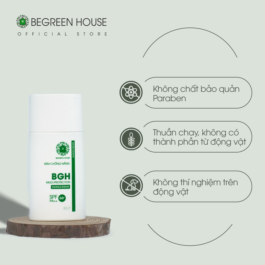 Kem chống nắng cho nam Begreen House 50ml dưỡng ẩm, chống lão hóa, bảo vệ da toàn diện