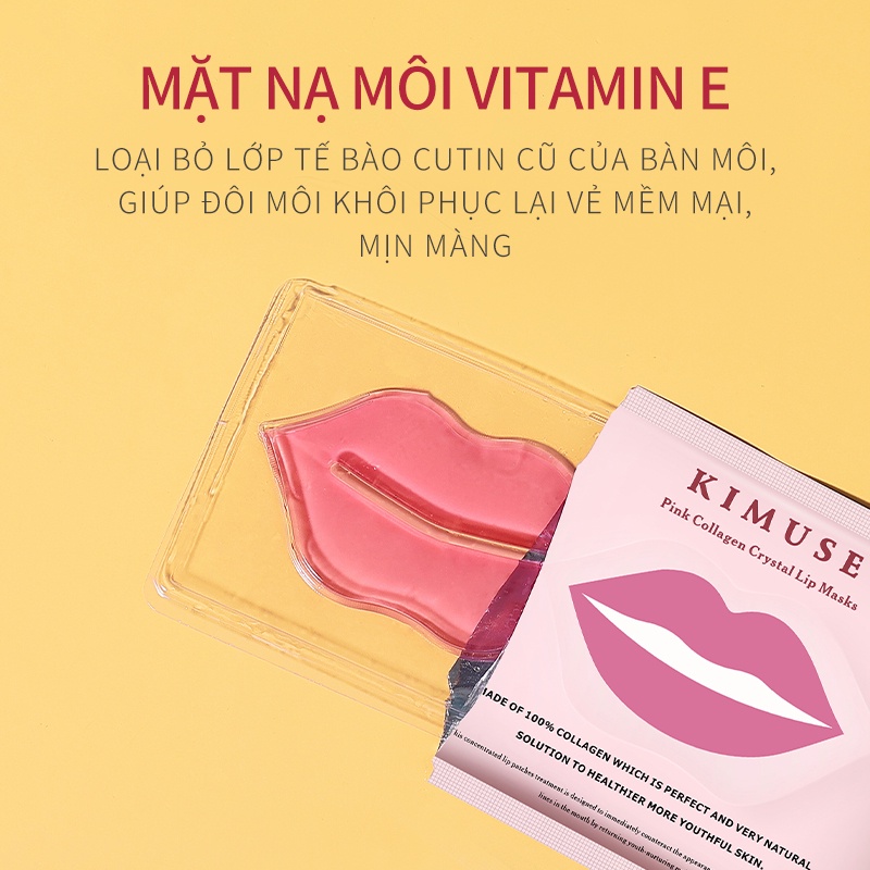 Hộp 20 mặt nạ môi KIMUSE collagen mềm mại dưỡng ẩm chăm sóc đôi môi