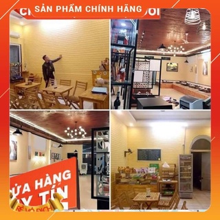 Bộ 15 tấm xốp dán tường giả gạch 3d dày 3mm màu vàng kem 70x77cm