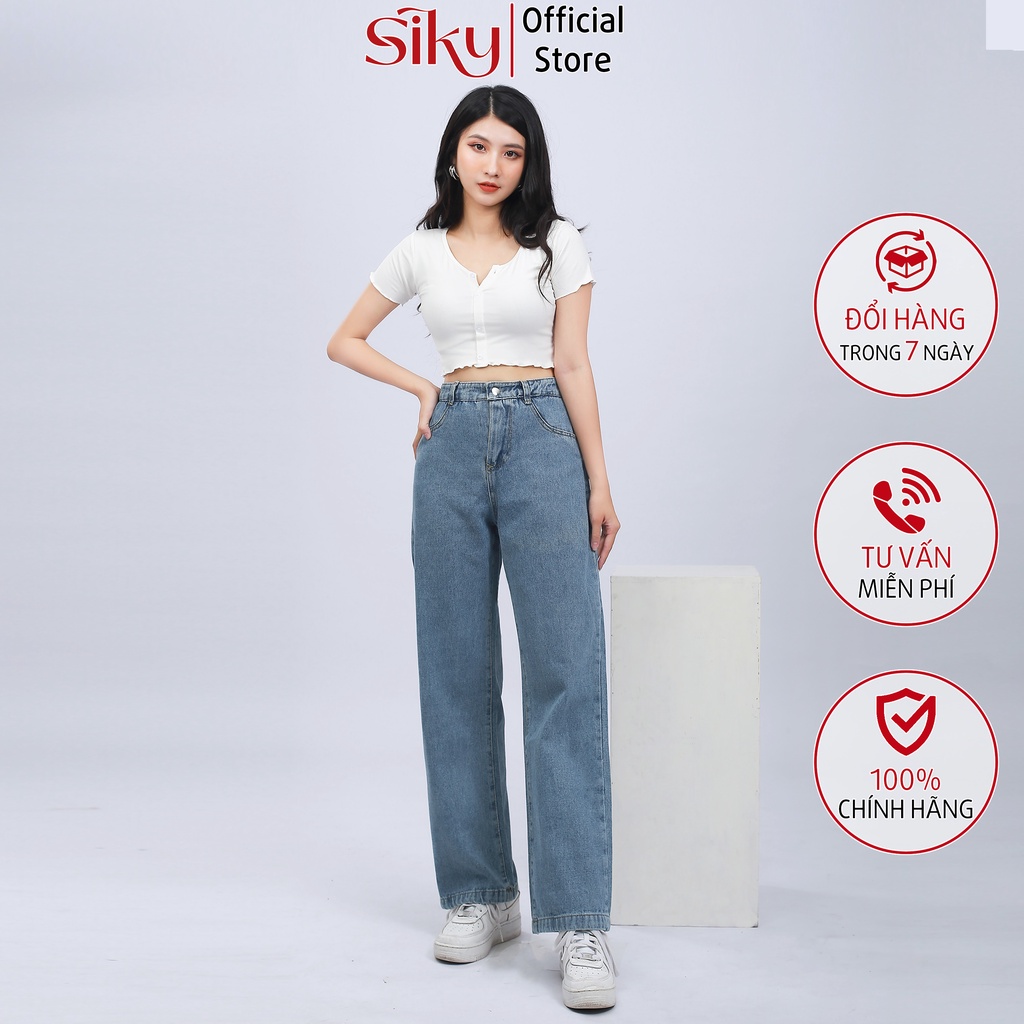 Quần jeans nữ SIKY ống rộng cao cấp - 3132