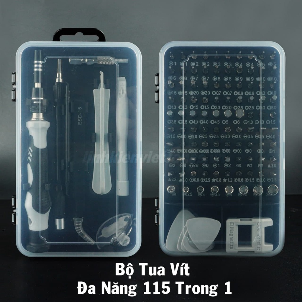 Bộ Dụng Cụ Tua Vít Và Vặn Ốc Vít Đa Năng 115 in 1 Tay Chống Trượt Đầu Vặn Hợp Kim Thép Cao Cấp