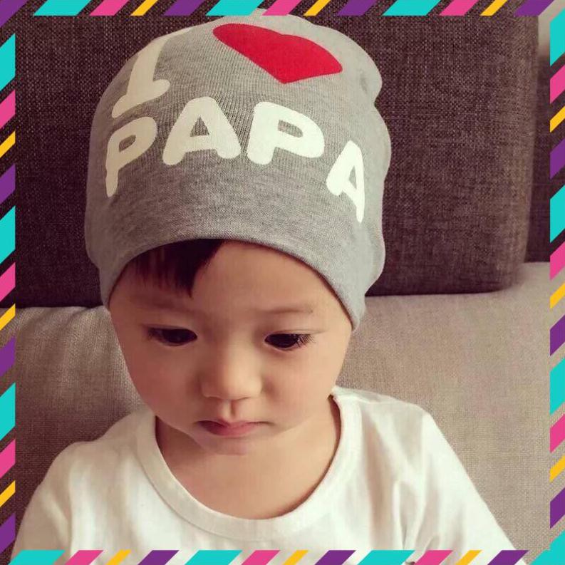 [XA KHO] Mũ cotton I LOVE PAPA, I LOVE MAMA
