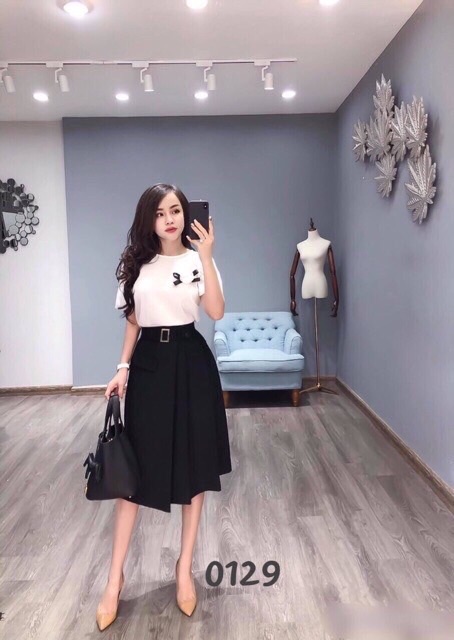 CHÂN VÁY CÔNG SỞ ĐAI LỆCH XẾP LY XINH XẮN | BigBuy360 - bigbuy360.vn