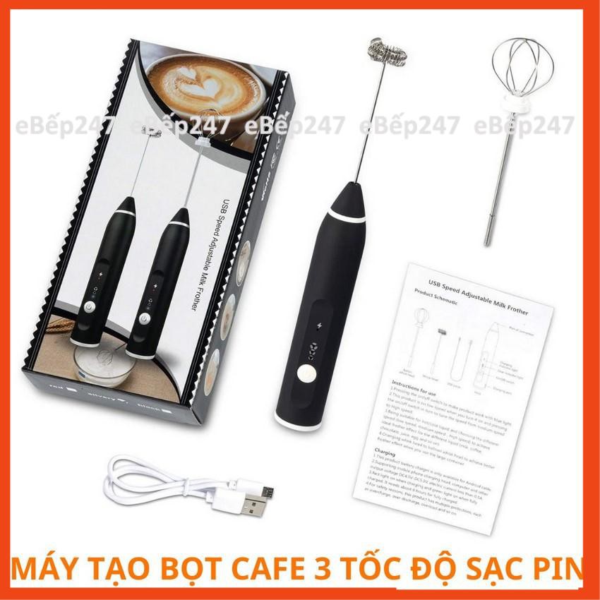 Máy tạo bọt cafe, đánh trứng sạc pin cổng USB cầm tay nhỏ gọn, hiện đại vô cùng thuận tiện, siêu bền  - eBếp247