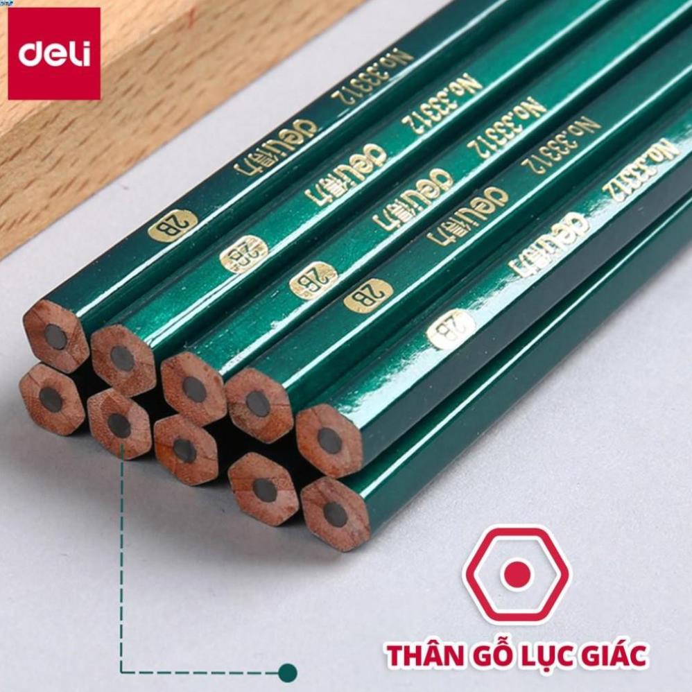 Bút chì lục giác Deli - loại 2B/HB - 10 chiếc/hộp - 33311 / 33312 .