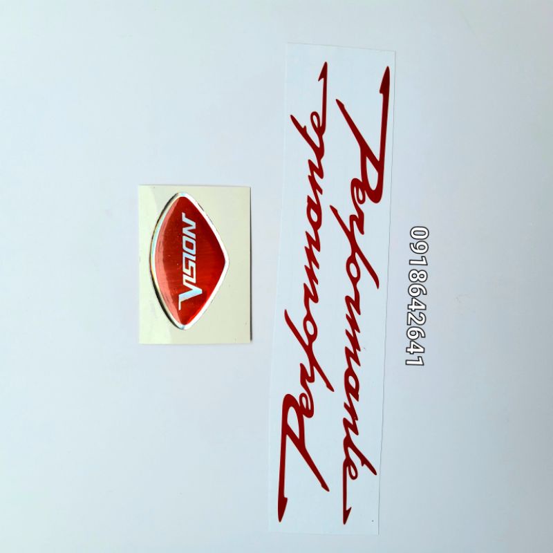 Combo tem chữ performante chìm và logo mặt nạ vision như zin