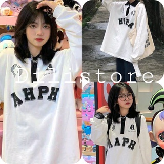 Áo Sweater Cổ Polo AHPH 🦋 Áo Thun Cổ Bẻ Dài Tay Nỉ Da Cá Dáng Rộng 🦋
