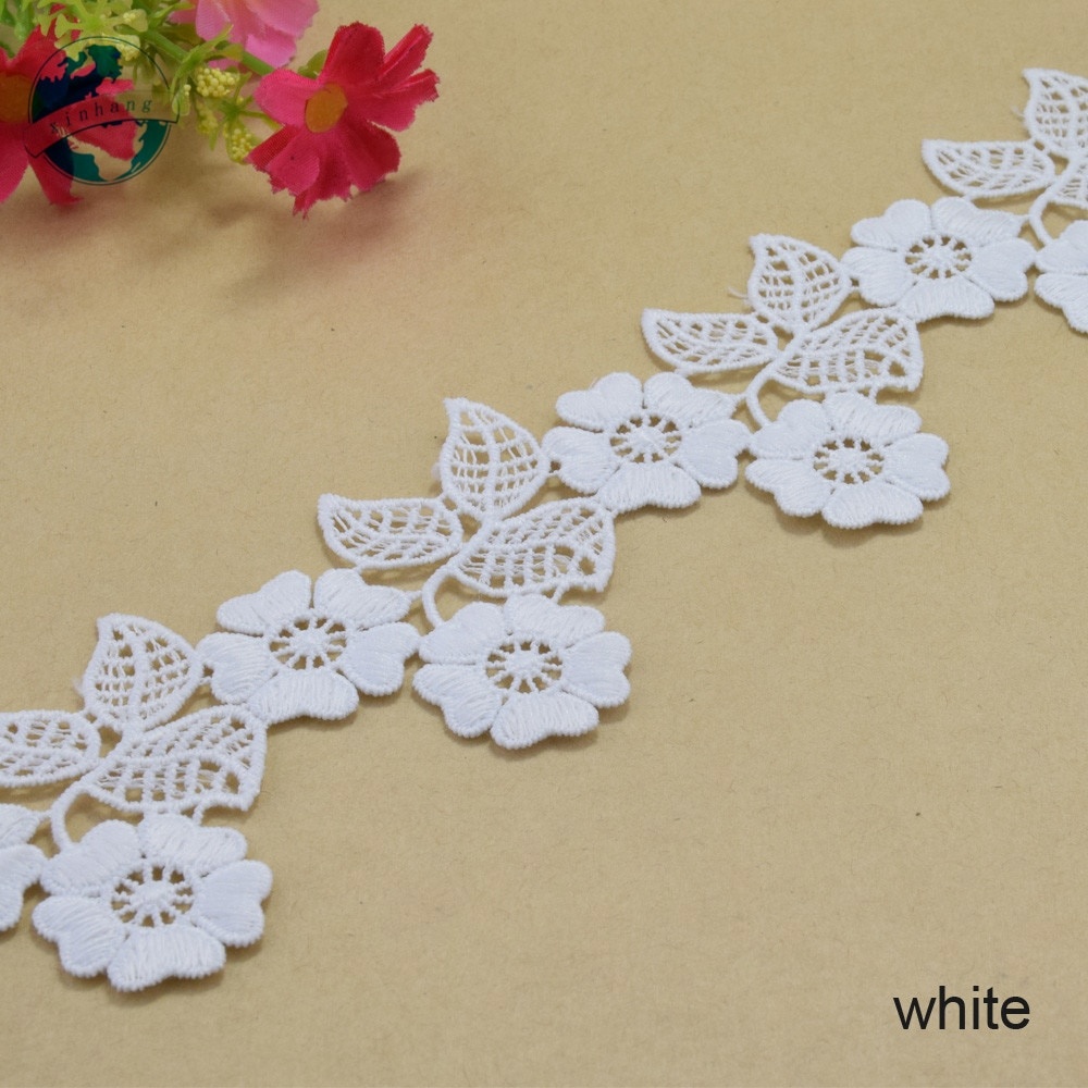 Cuộn Ren Ruy Băng 1 Yard 5.5cm Màu Trắng Bằng polyester Thêu Họa Tiết Dùng May Vá diy