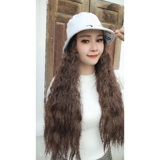 tóc giả sóng dán mũ vành mới