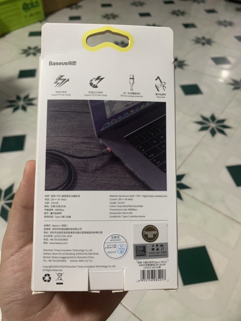 Cáp sạc nhanh Baseus Type C to Type C Quick Charge QC3.0 PD2.0 60W dài 1 Mét, 2 Mét Chính Hãng - Bảo hành đổi mới