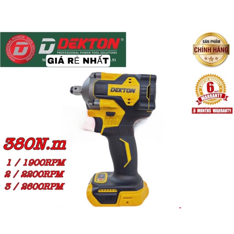 Máy Siết Bulong Dekton 380N.m / DW20-IW380NCP / Chân Pin Phổ Thông Dewalt / Dòng Compact Wrench - Thân Nhỏ Gọn