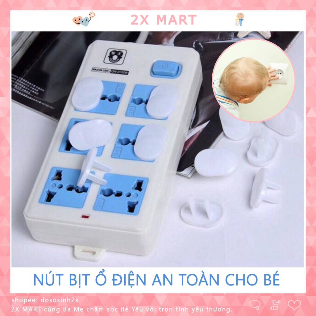 Combo 10 nút bịt ổ điện an toàn cho bé. Núm đậy 2 chân nhựa ABS cao cấp bịt kín lỗ ổ cắm - 2X MART