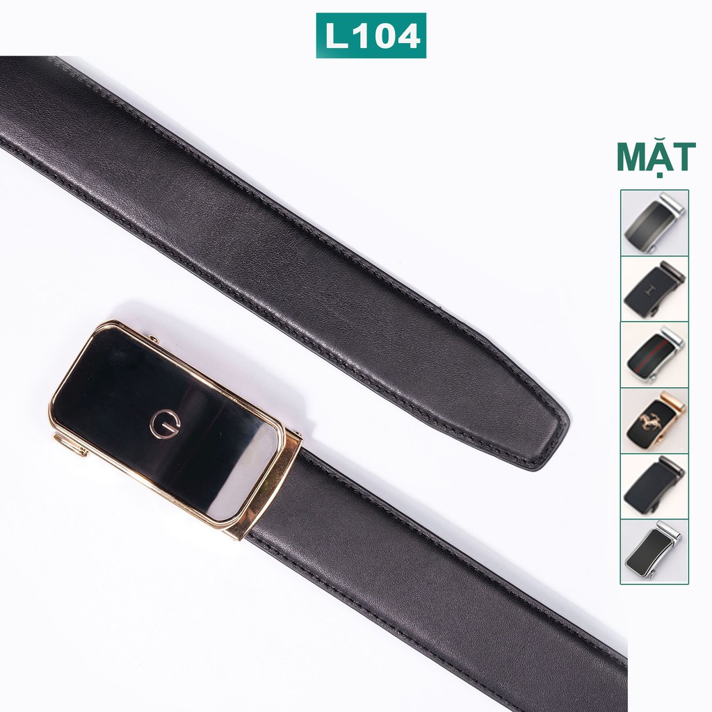 Thắt lưng nam da bò cao cấp-3 lớp-màu đen-khóa tự động nhiều mặt L104-DA THẬT-BH 24 tháng