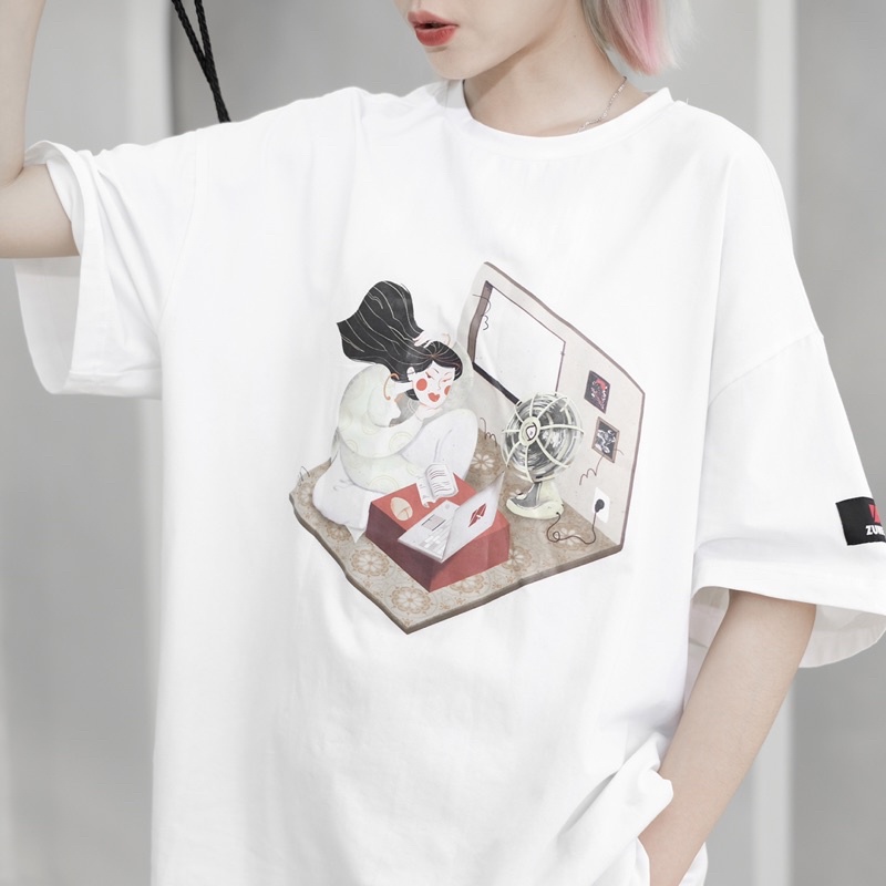 Áo thun nam nữ thiết kế form rộng cotton tay ngắn - SOUTHSIDE LADY TEE - ZUNE.ZX (trắng/đen)