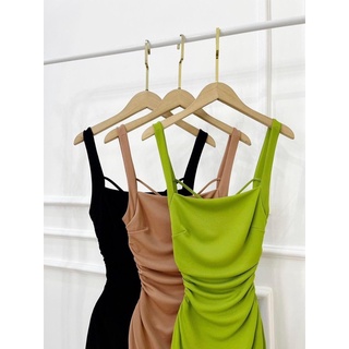 Đầm body thun cột nơ đan dây co giãn