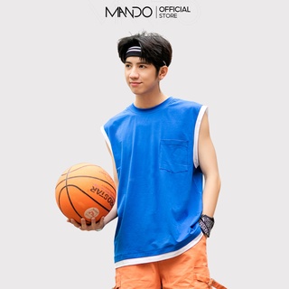 Áo Thun Nam MANDO,Tanktop Cotton Nam 2 Màu Xanh Trắng Phong Cách Hàn Quốc - PDN095
