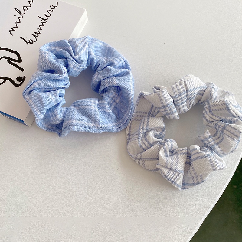 Dây Buộc Tóc In Họa Tiết Hoa Xanh Dương Phong Cách Hàn Quốc Thời Trang Cho Nữ