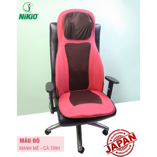 Ghế massage lưng, cổ, mông xoa bóp day ấn rung, nhiệt hồng ngoại Nikio NK-180 - Màu đỏ