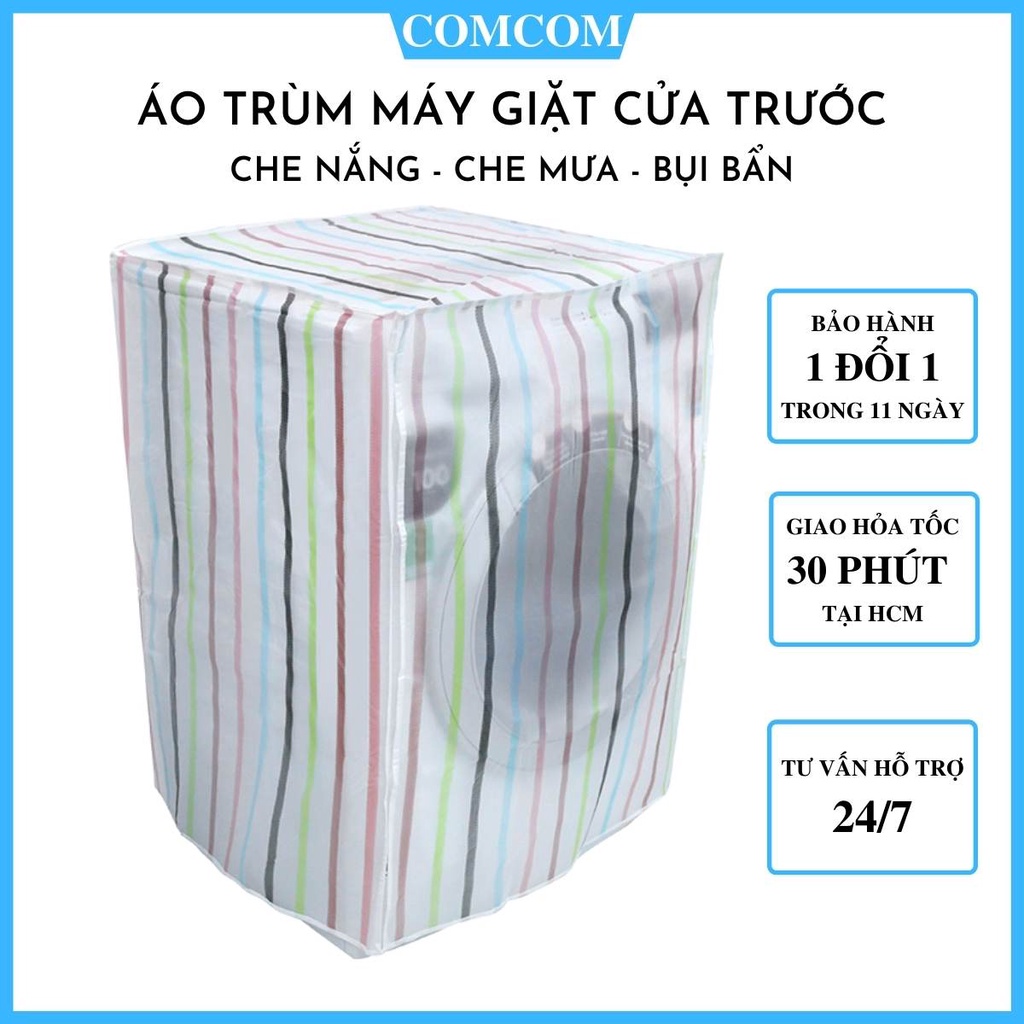 Áo trùm máy giặt cửa ngang, bao trùm máy giặt cửa trước chống mưa - nắng, họa tiết bao trùm máy giặt xinh xắn dễ thương