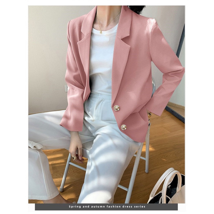 Áo khoác blazer dáng rộng thiết kế thời trang mùa thu theo phong cách Hàn Quốc cho nữ
