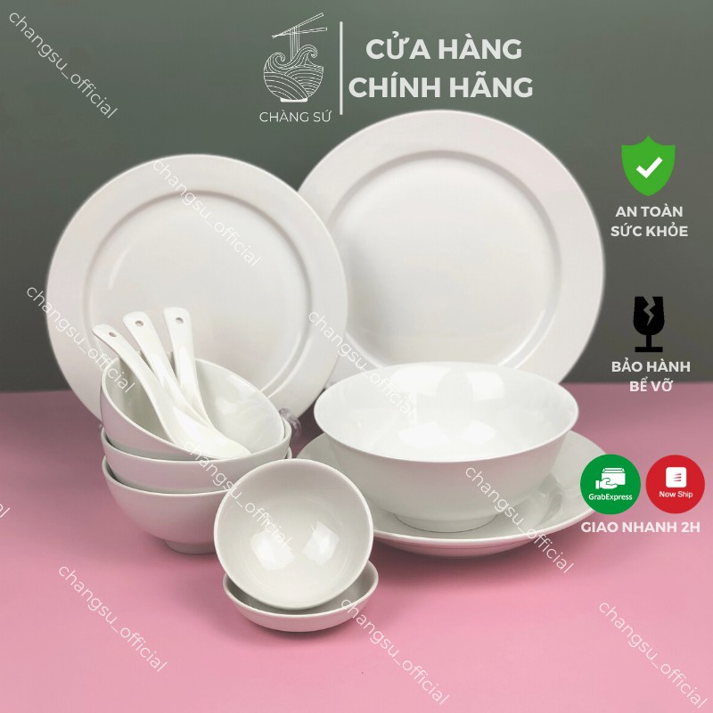 Bộ chén dĩa sứ dễ thương 3 người ăn siêu sang - Set bát đĩa gia đình trẻ đầy đủ món HCB3