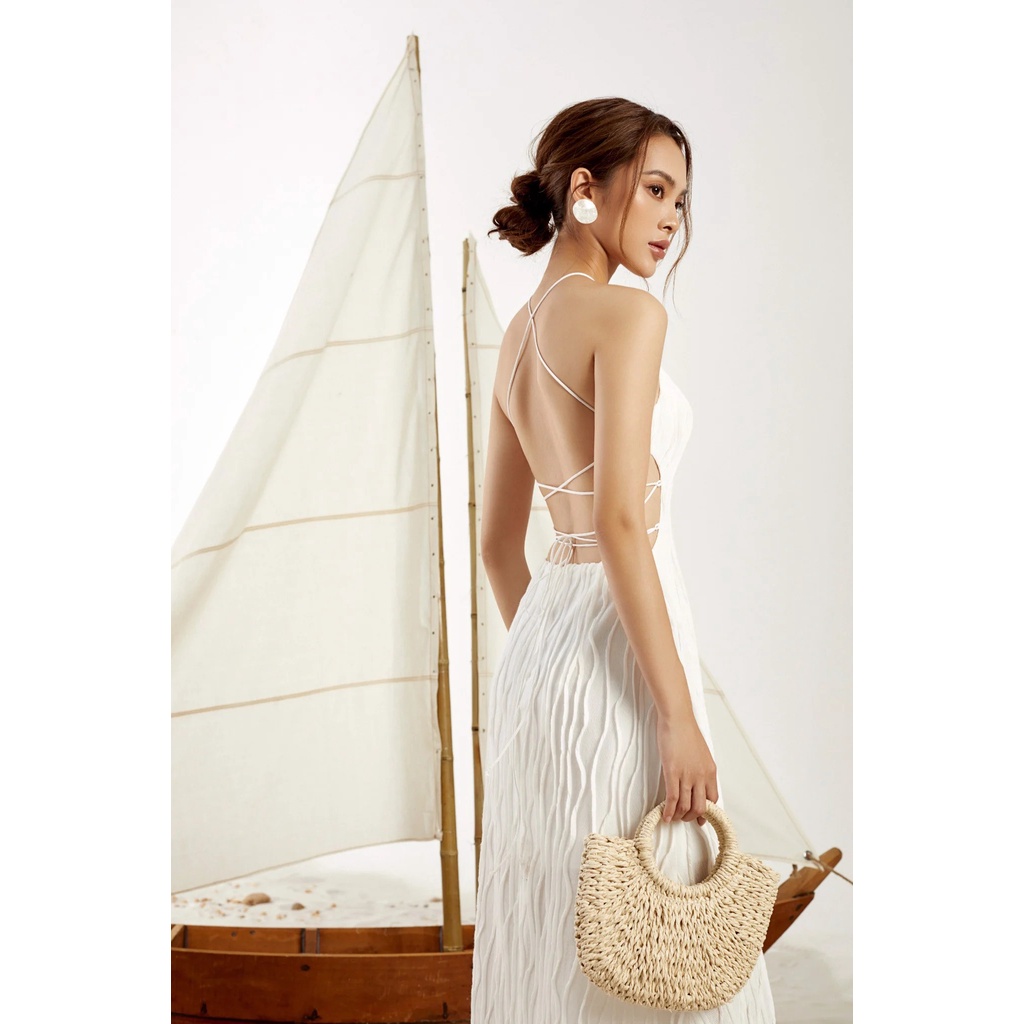Đầm maxi đan dây hở lưng đi biển quyến rũ Camy Dress