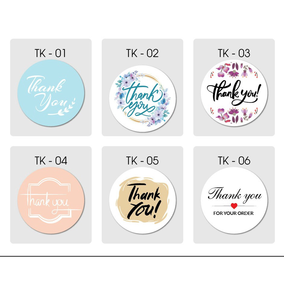 Tem Thank You dễ thương, Bóc dán dễ dàng (Cuộn 500 tem) loại 25mm