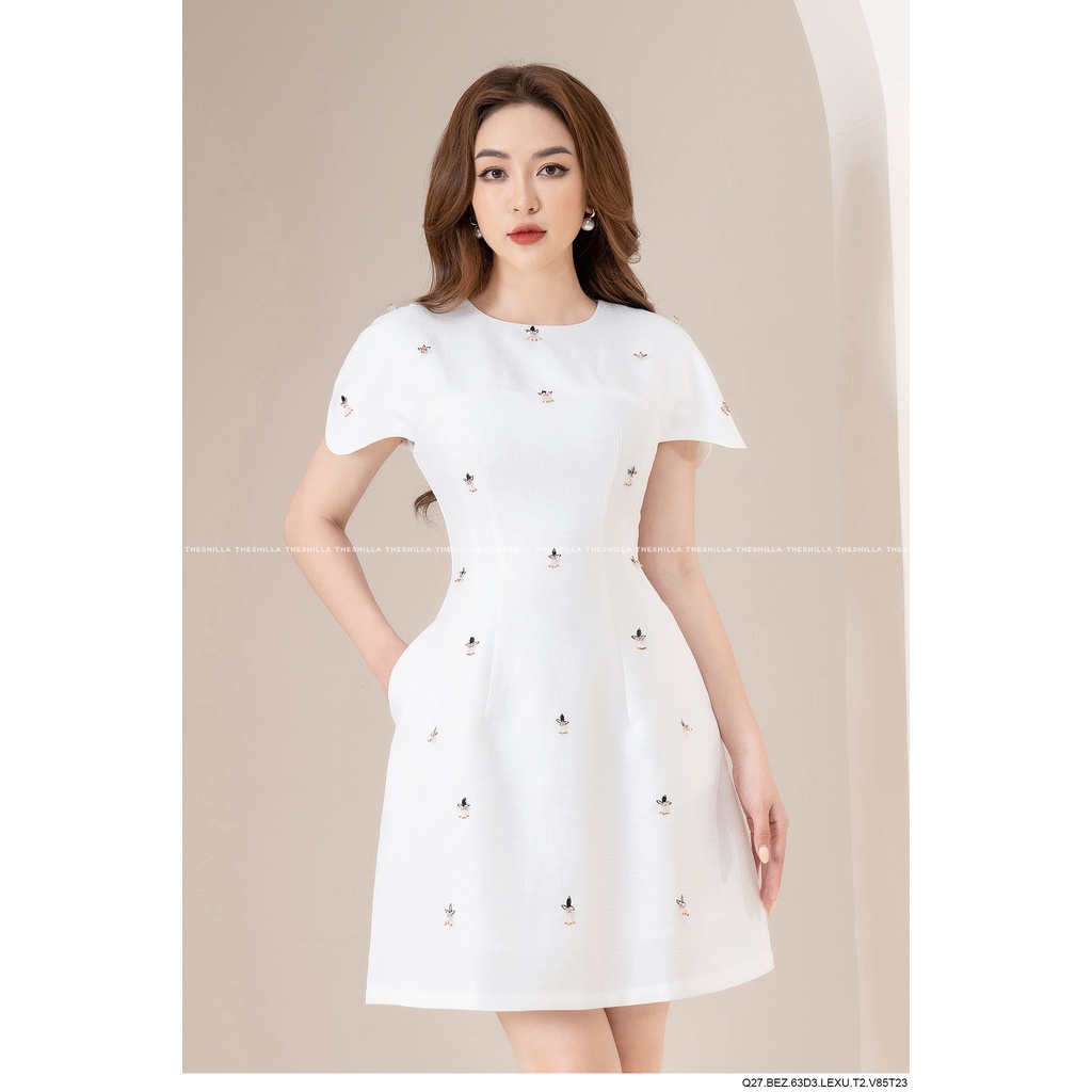 Váy đầm thiết kế tay cánh tiên kết đá cao cấp [ Có video + Ảnh thật ] The Shilla - Q27BEZ.63D3