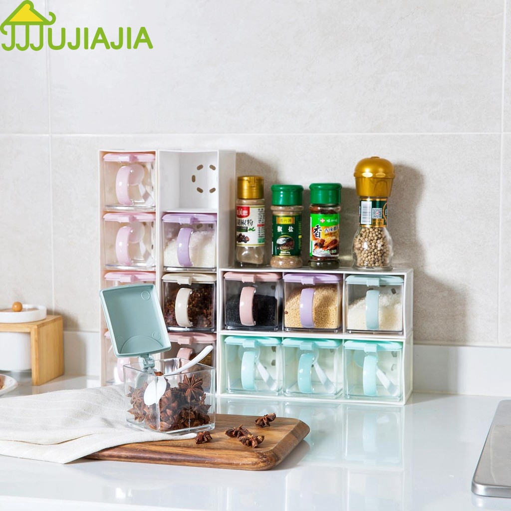 Bộ Hộp Nhựa JUJIAJIA Đựng Gia Vị Có Ngăn Kéo Tiện Lợi