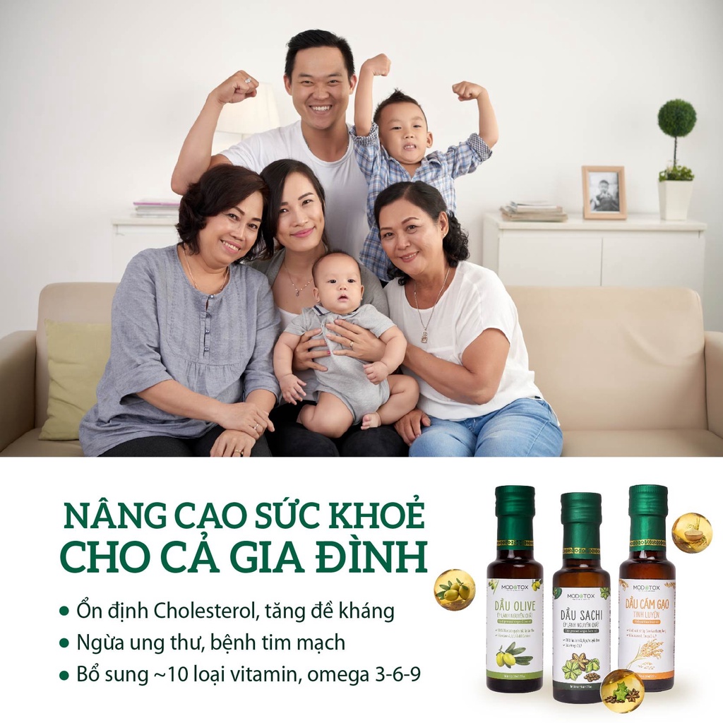 Dầu Ăn Eat Clean Oliu, Sachi, Cám Gạo Bổ Sung Omega 3-6-9 Phù Hợp Quá Trình Giảm Cân, Mẹ &amp; Bé Trên 6 Tháng Tuổi MODOTOX