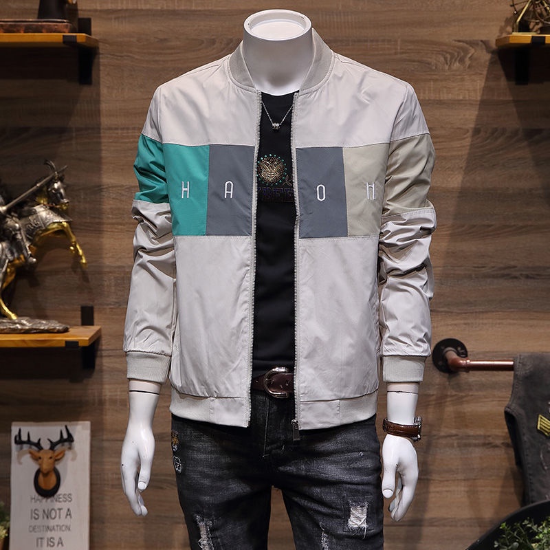 Áo Khoác Bóng Chày Tay Dài Dáng Ôm Kiểu Hàn Quốc Cá Tính Cho Nam