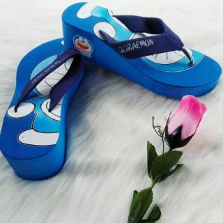 Doraemon Giày Đế Xuồng Màu Xanh Dương In Hình Doremon Dễ Thương
