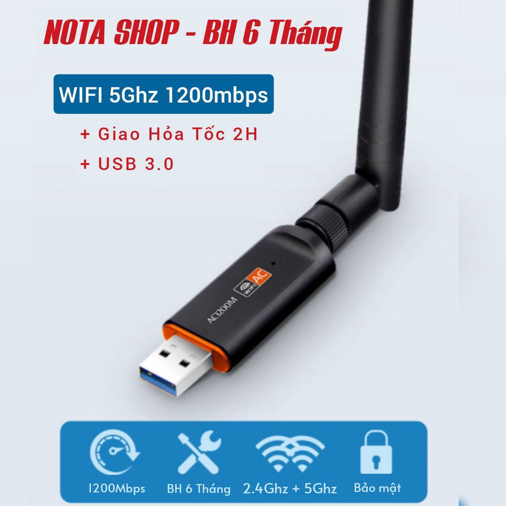 [BH 6 TH - HỎA TỐC] Combo USB thu WIFI + BLUETOOTH 5.0 Chính Hãng RealTek có 5Ghz chuyên HỌC ONLINE, Game, hiệu suất cao