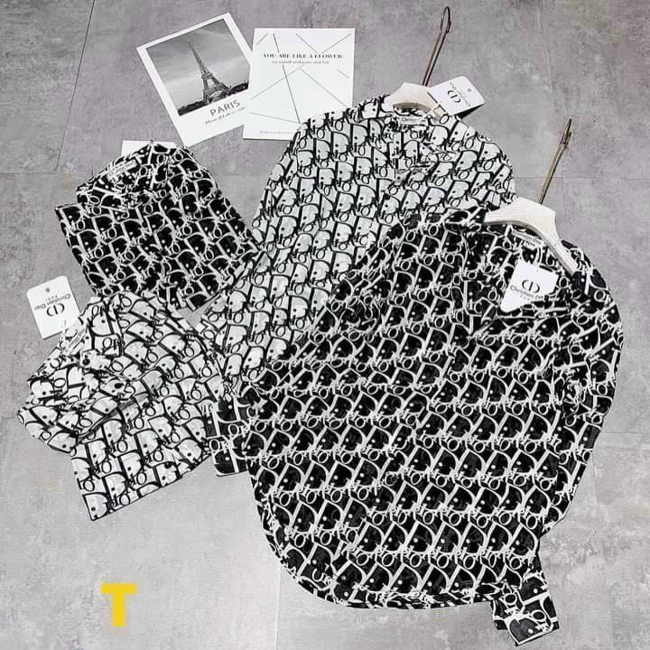 áo sơ mi tay dài họa tiết di sang chảnh ảnh thật hot hit