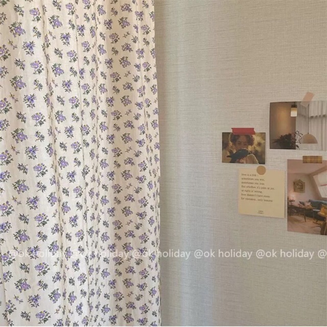 Rèm cửa hoa nhí tím phong cách Hàn Quốc , chống nắng cao cấp, màn vải treo tường trang trí decor phòng ngủ