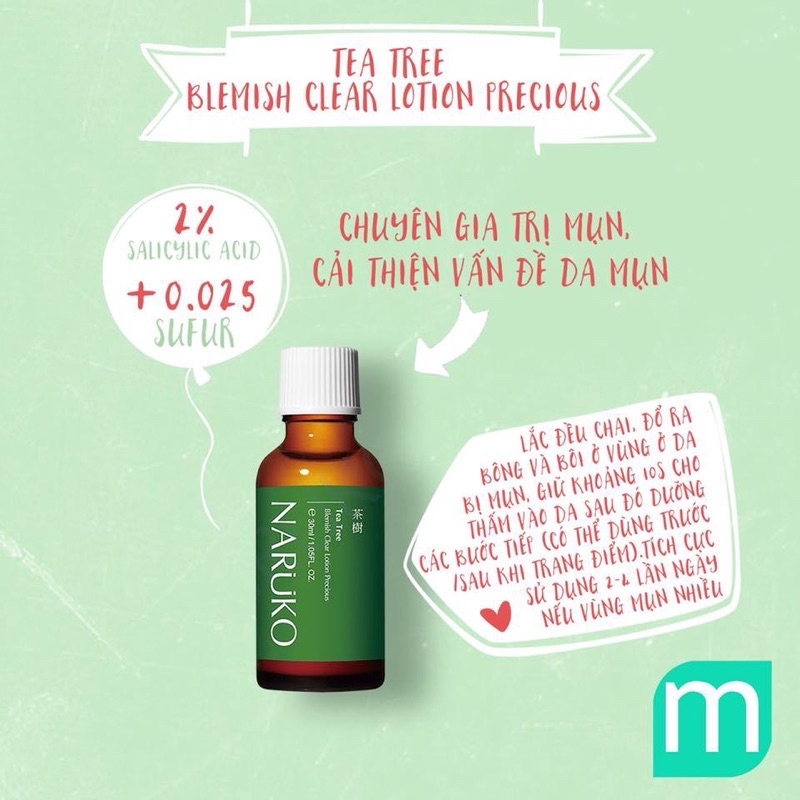 Chấm mụn tràm trà Naruko 10ml