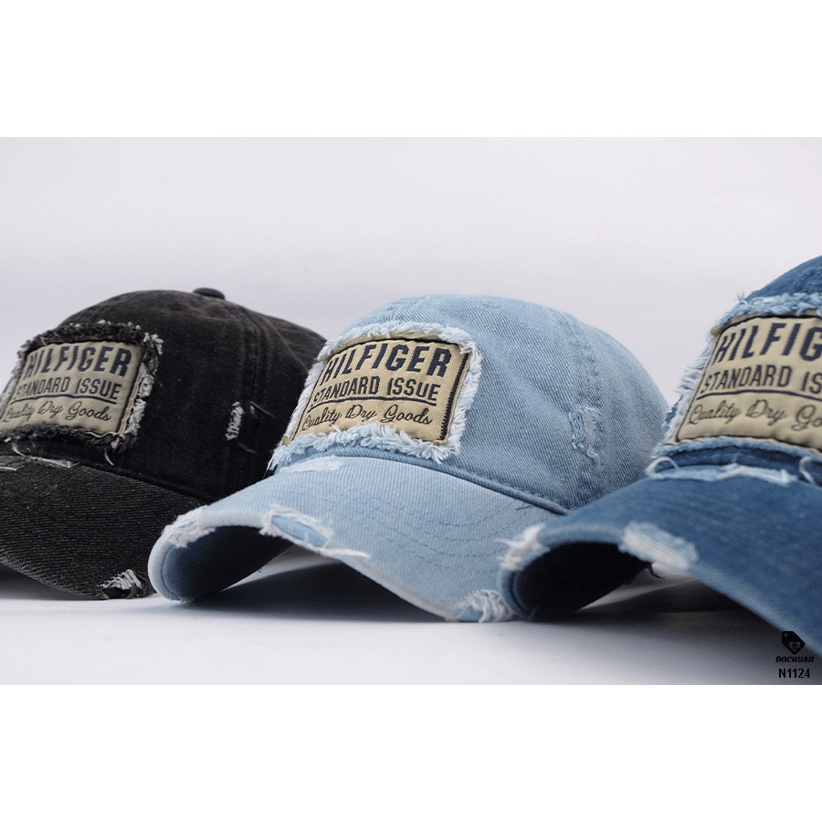 Nón kết Tommy jean logo chữ nhật rách viền Hilfiger, rách mũi nón N1124. Nón VNXK cá tính, bụi bặm.