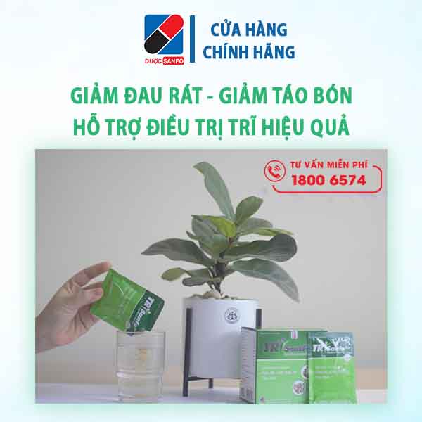 TriSanfo Plus - Dành cho người bị trĩ, táo bón, sa búi trĩ, chảy máu trĩ - Hộp 15 gói x 5g