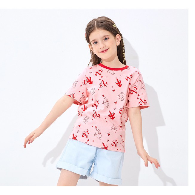 (7-16 tuổi) Áo thun ngắn tay màu hồng mùa hè cho bé gái Balabala 202221117006