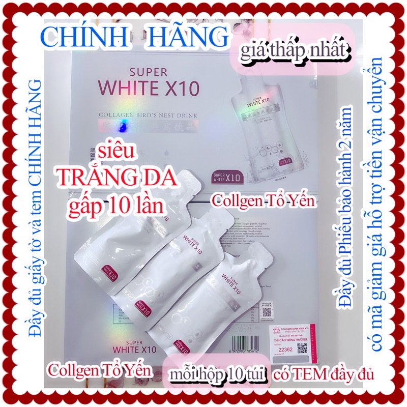 NƯỚC UỐNG TRẮNG DA TOÀN THÂN WHITE x 10, đẹp da đẹp tóc, Collagen, yến tươi, vitamin C hoa quả
