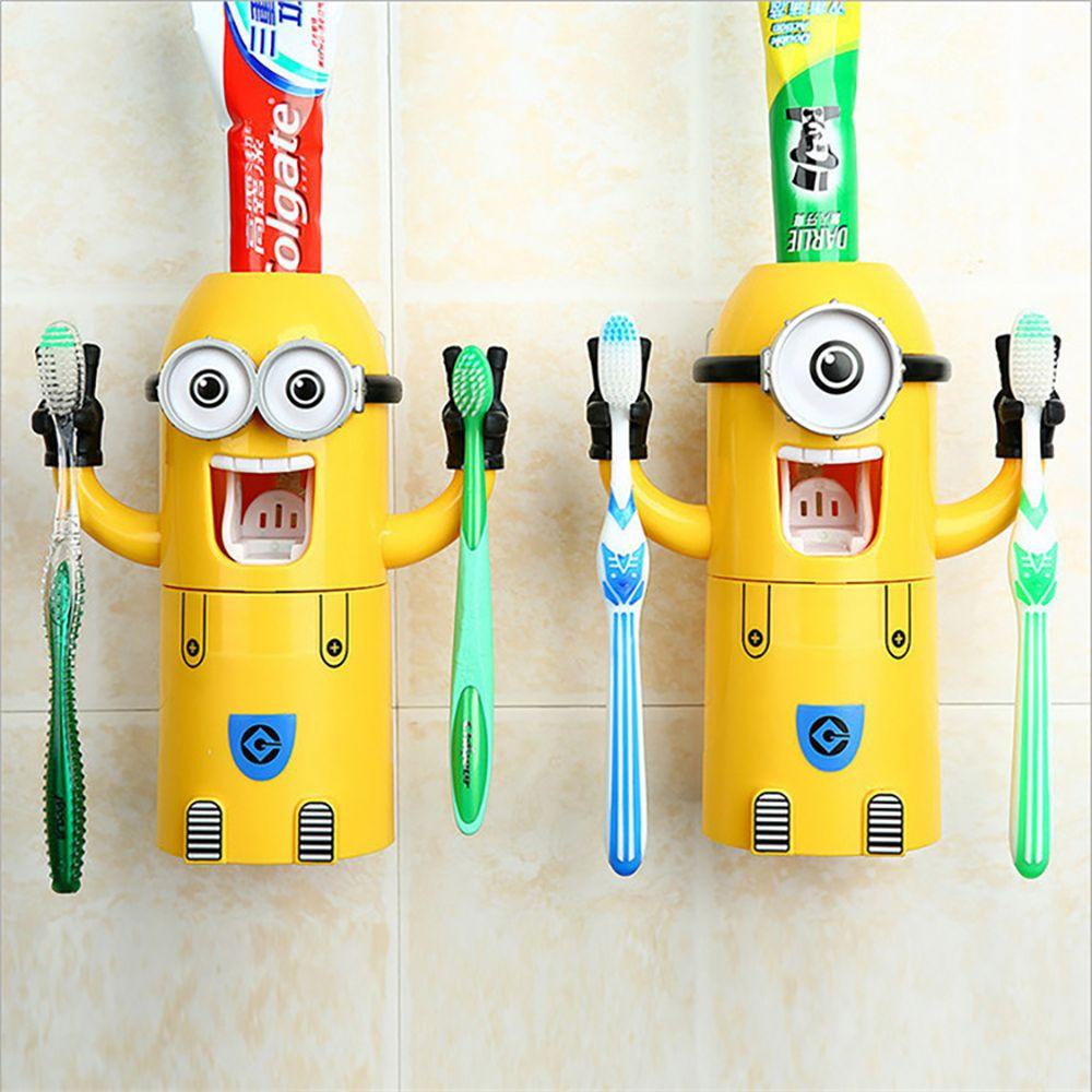 Hộp Đựng Bàn Chải Đánh Răng Tự Động Gắn Tường Họa Tiết Hoạt Hình Sáng Tạo Đa Năng Cho Phòng Tắm