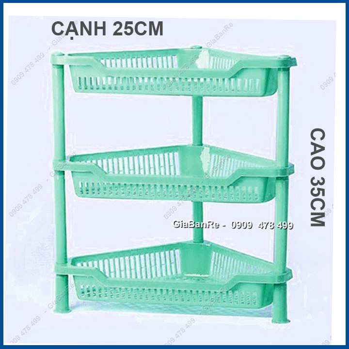 KỆ NHỰA MINI GÓC 3 TẦNG HÌNH TAM GIÁC - XANH - 6359