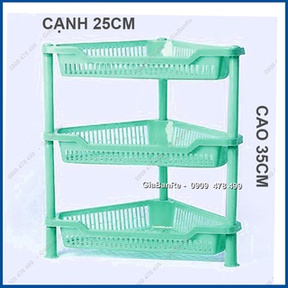 KỆ NHỰA MINI GÓC 3 TẦNG HÌNH TAM GIÁC - XANH - 6359